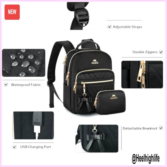 Mini Backpack with USB Port, Waterproof Daypack for Women, Lightweight Travel - Picture 4 of 6